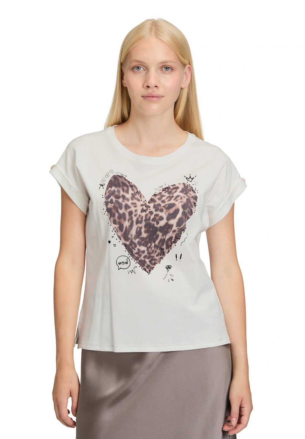 Cartoon Kurzarmshirt "Cartoon Damen Printshirt mit Ärmelaufschlag", (1 tlg. günstig online kaufen