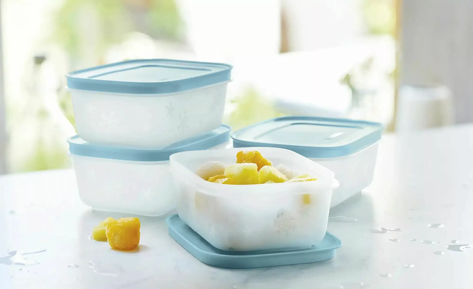 Tupperware Gefrierdosen-Set  4 x 450 ml ¦ blau ¦ Kunststoff ¦ Maße (cm): B: günstig online kaufen