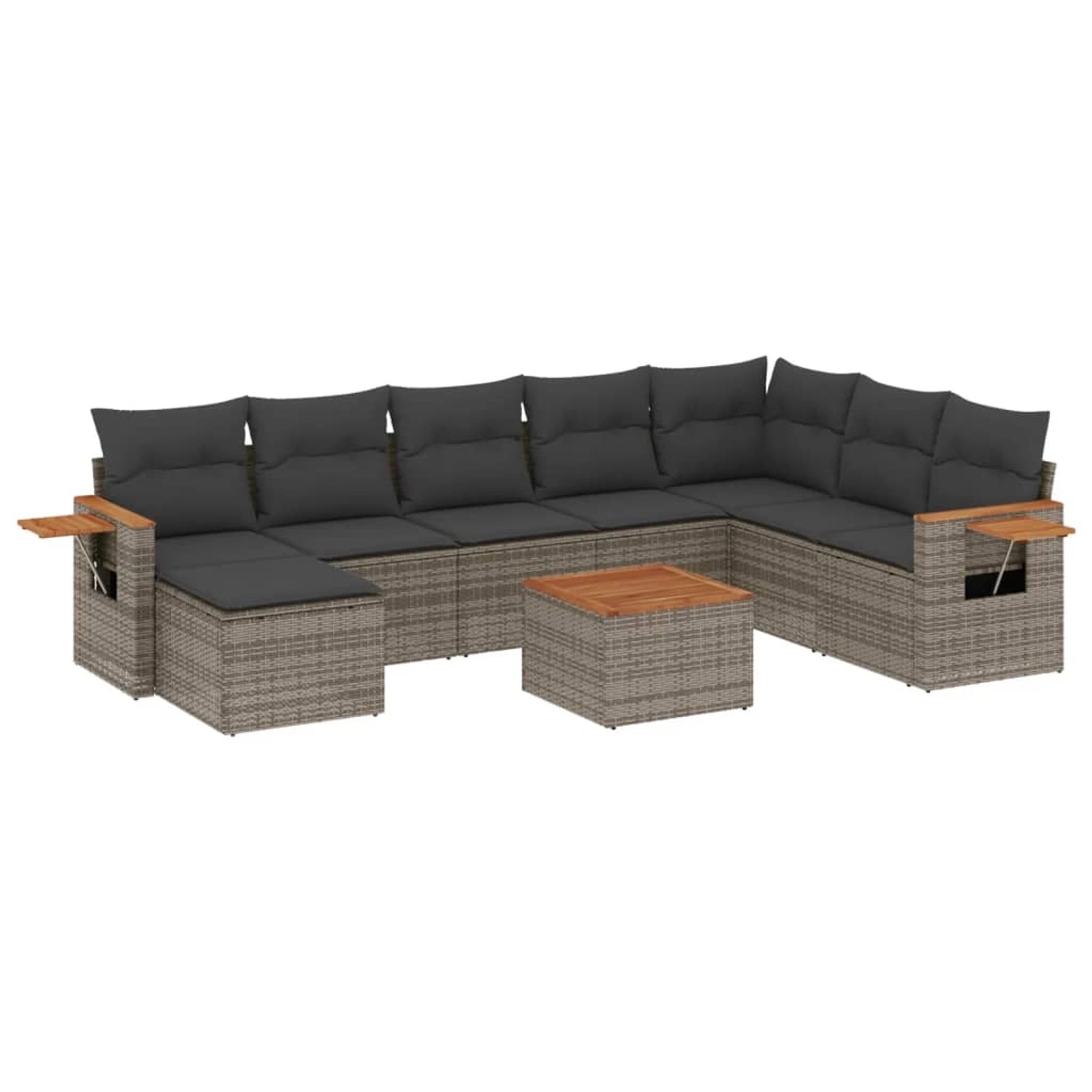 vidaXL 9-tlg Garten-Sofagarnitur mit Kissen Grau Poly Rattan Modell 97 günstig online kaufen