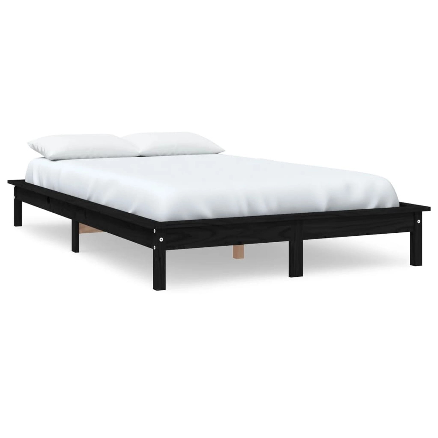 vidaXL Massivholzbett Schwarz 135x190 cm Kiefer 4FT6 Double1280097 günstig online kaufen