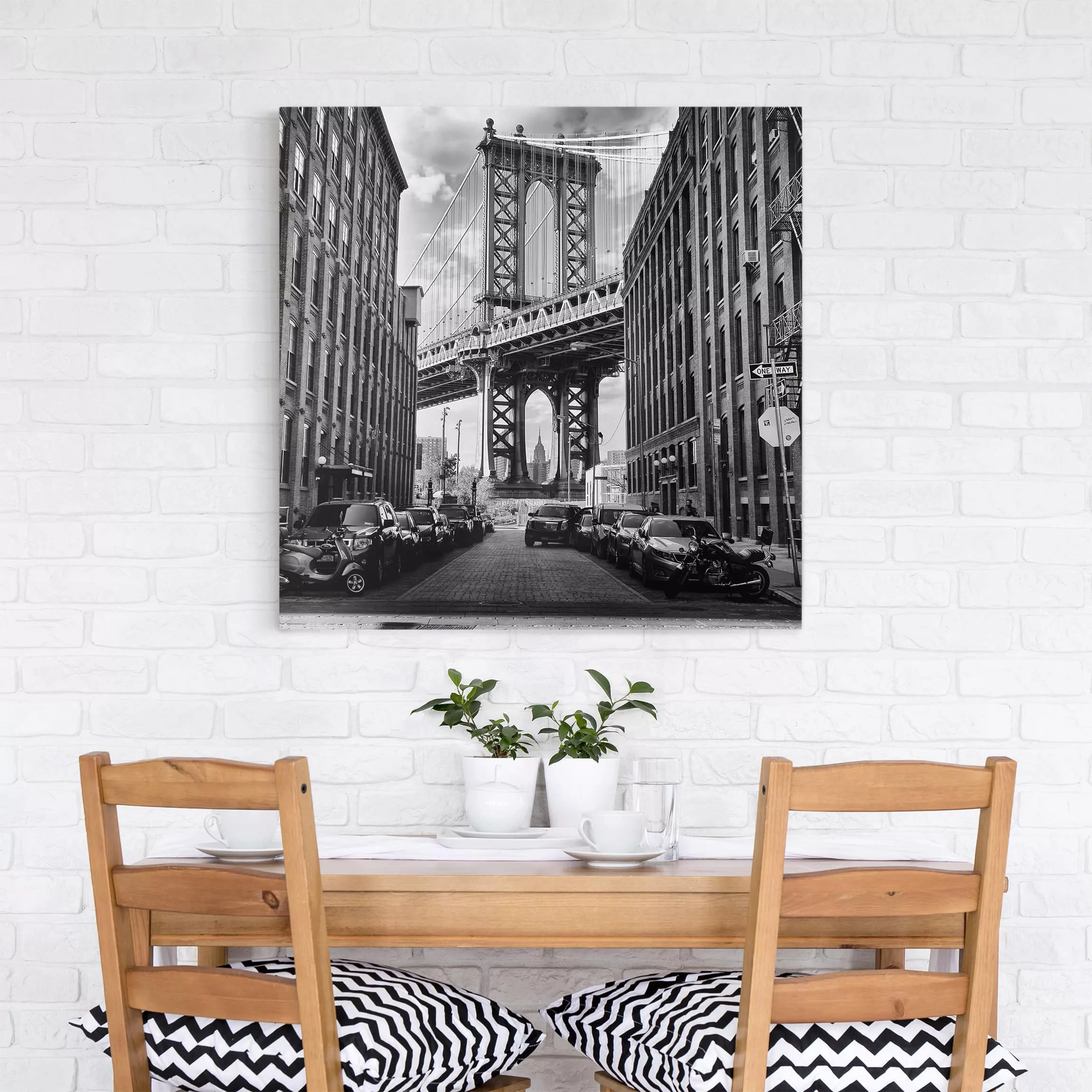 Leinwandbild New York - Quadrat Manhattan Bridge in America günstig online kaufen