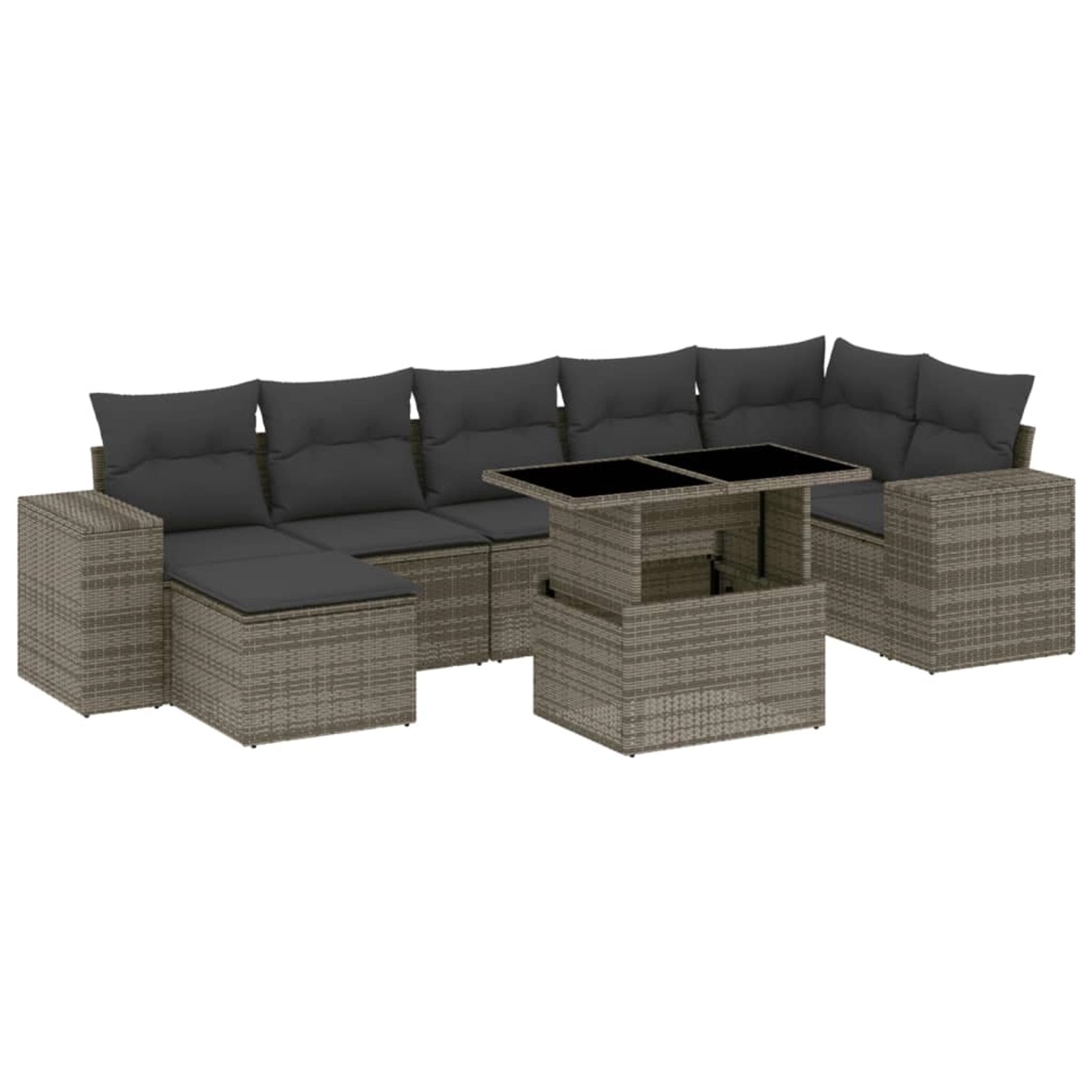 vidaXL 8-tlg Garten-Sofagarnitur mit Kissen Grau Poly Rattan Modell 152 günstig online kaufen