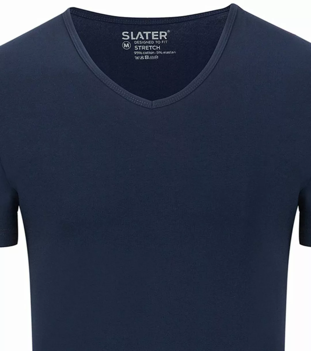Slater 2er-Pack Stretch V-Ausschnitt T-shirt Dunkelblau - Größe S günstig online kaufen