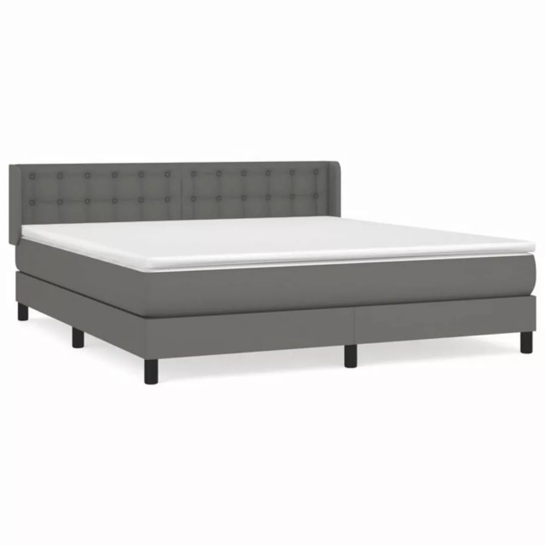 vidaXL Bettgestell Boxspringbett mit Matratze Grau 160x200 cm Kunstleder Be günstig online kaufen