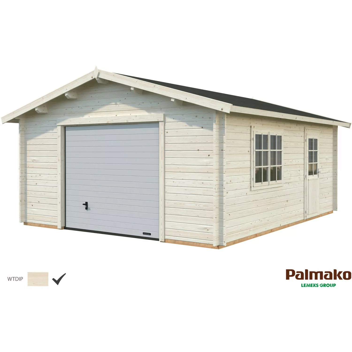 Palmako Holzgarage Roger mit Sektionaltor Klar tauchgrundiert 450 cm x 550 günstig online kaufen