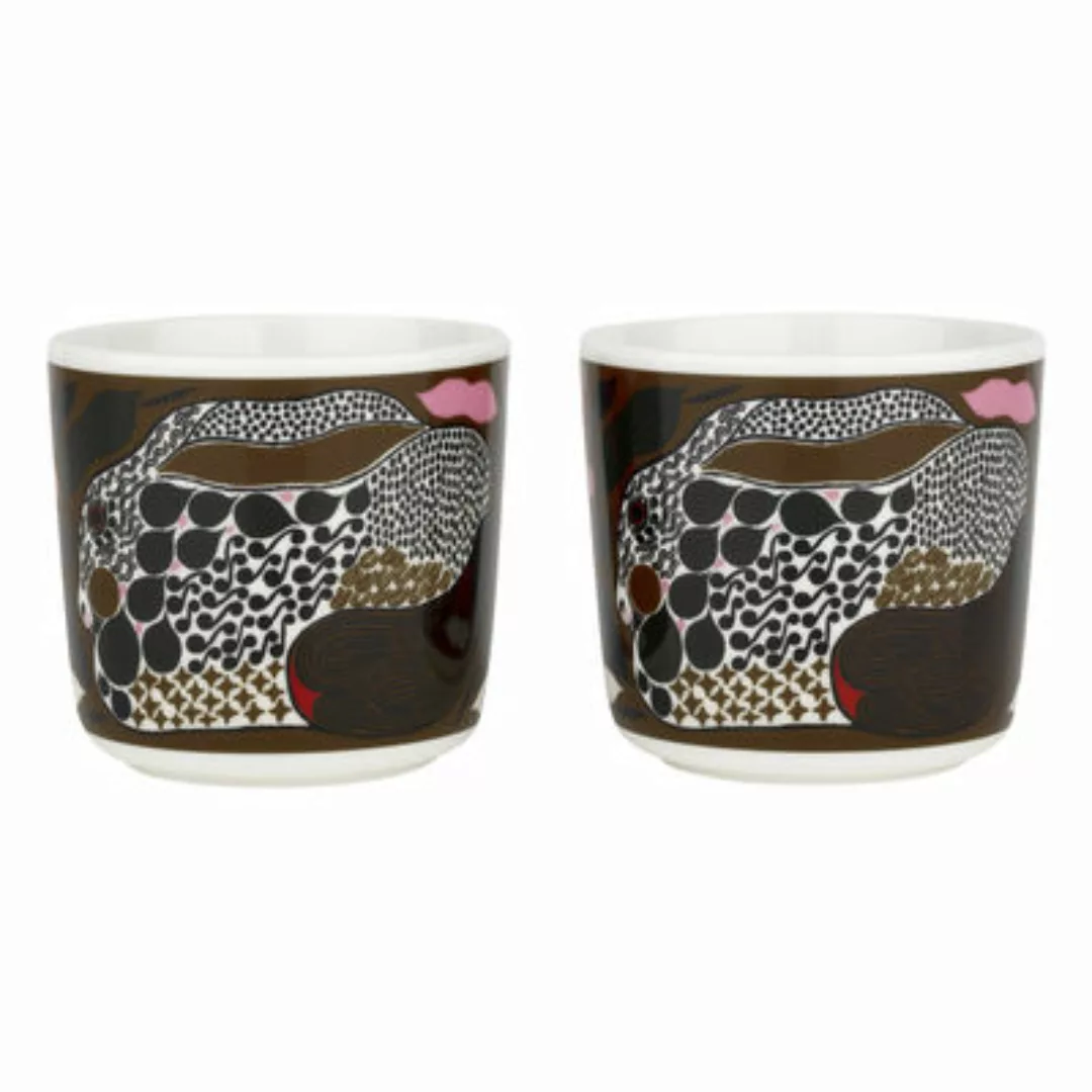 Kaffeetasse Rusakko keramik braun / Ohne Henkel - 2er-Set - Marimekko - Bra günstig online kaufen