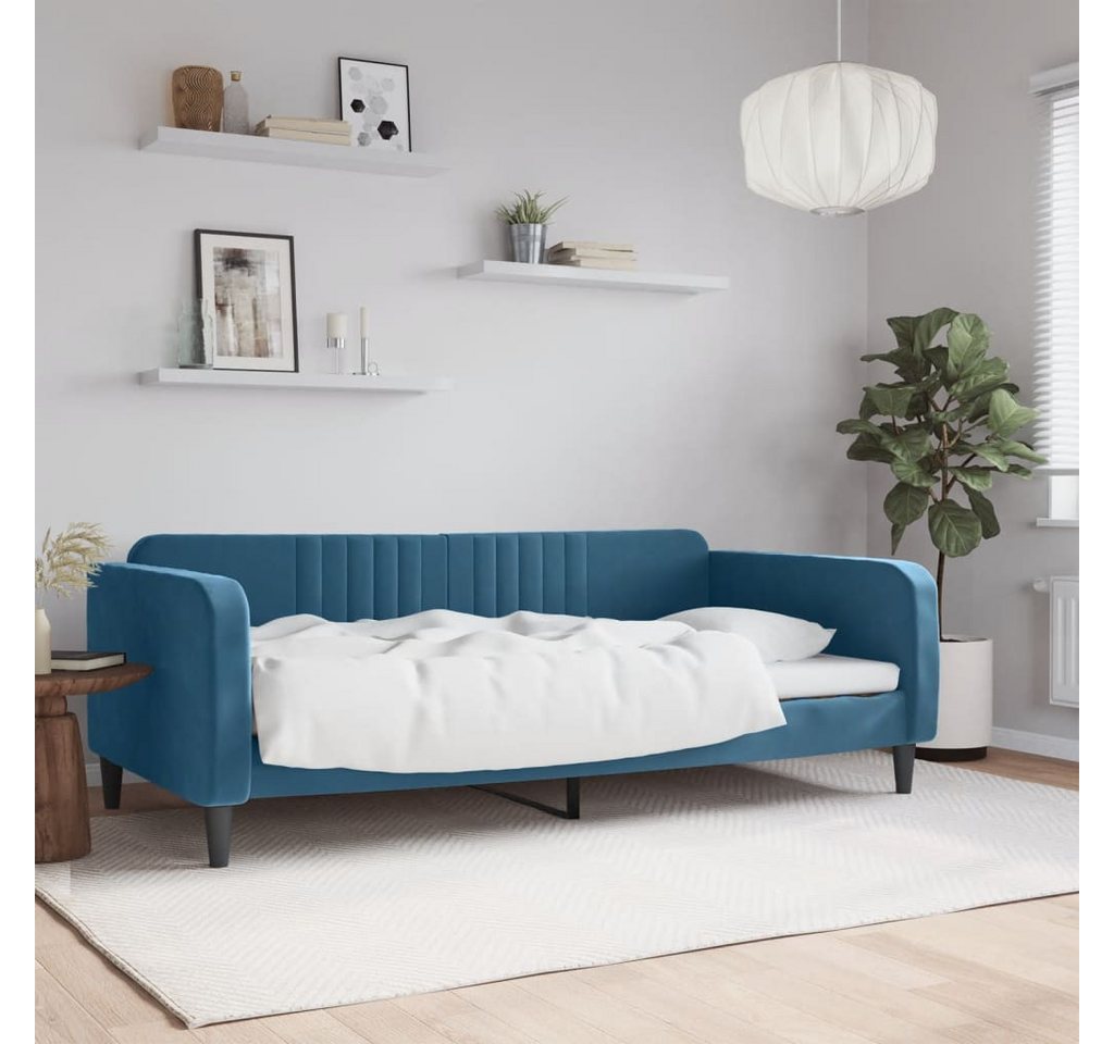 vidaXL Gästebett Tagesbett Blau 100x200 cm Samt Gästebett Gästecouch Gästes günstig online kaufen