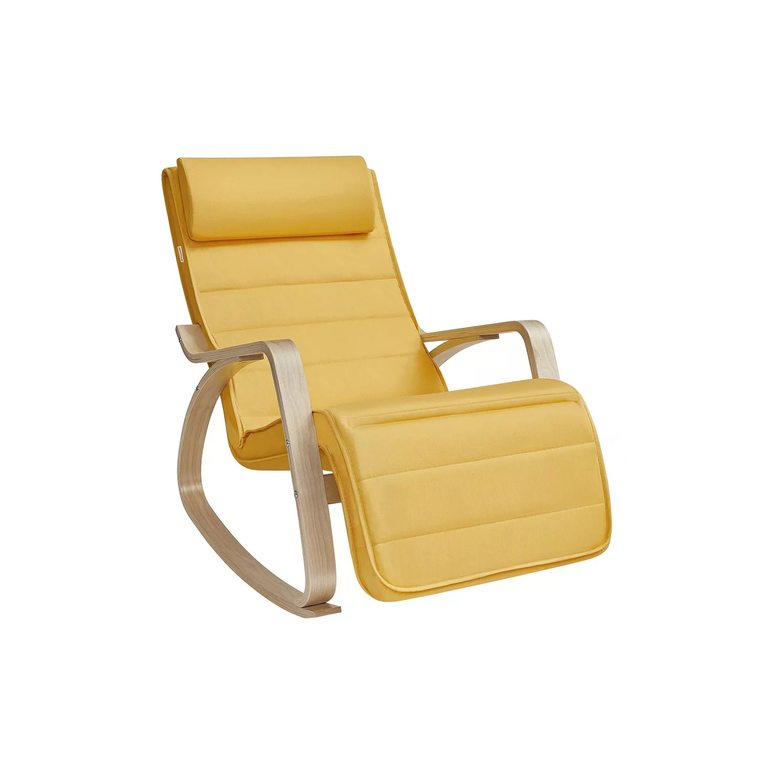Songmics Schaukelstuhl mit Armlehnen Birkenholz 67 x 121,5 x 84 cm Gelb-Nat günstig online kaufen