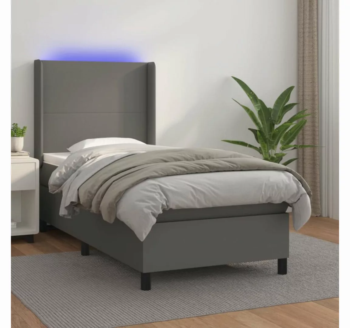 vidaXL Boxspringbett Boxspringbett mit Matratze und LED Kunstleder (90 x 20 günstig online kaufen