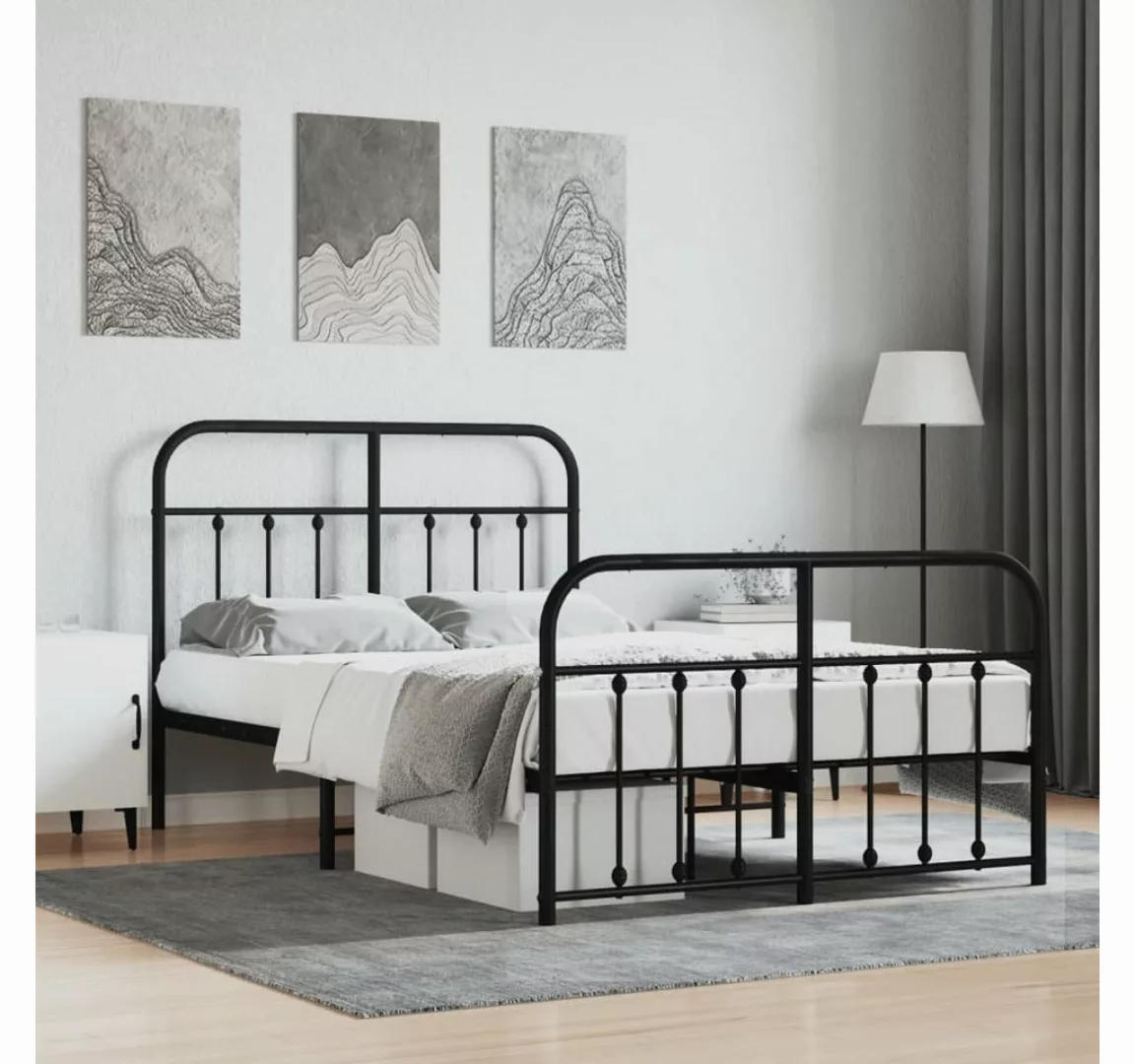 furnicato Bett Bettgestell mit Kopf- und Fußteil Metall Schwarz 120x200 cm günstig online kaufen