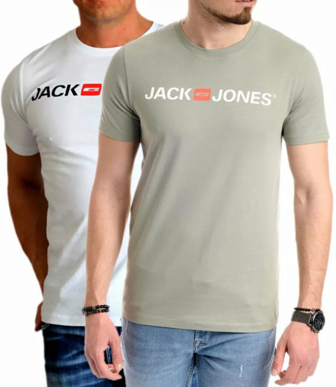 Jack & Jones T-Shirt Bequemes Logo-Shirt mit Printdruck (2er-Pack) unifarbe günstig online kaufen