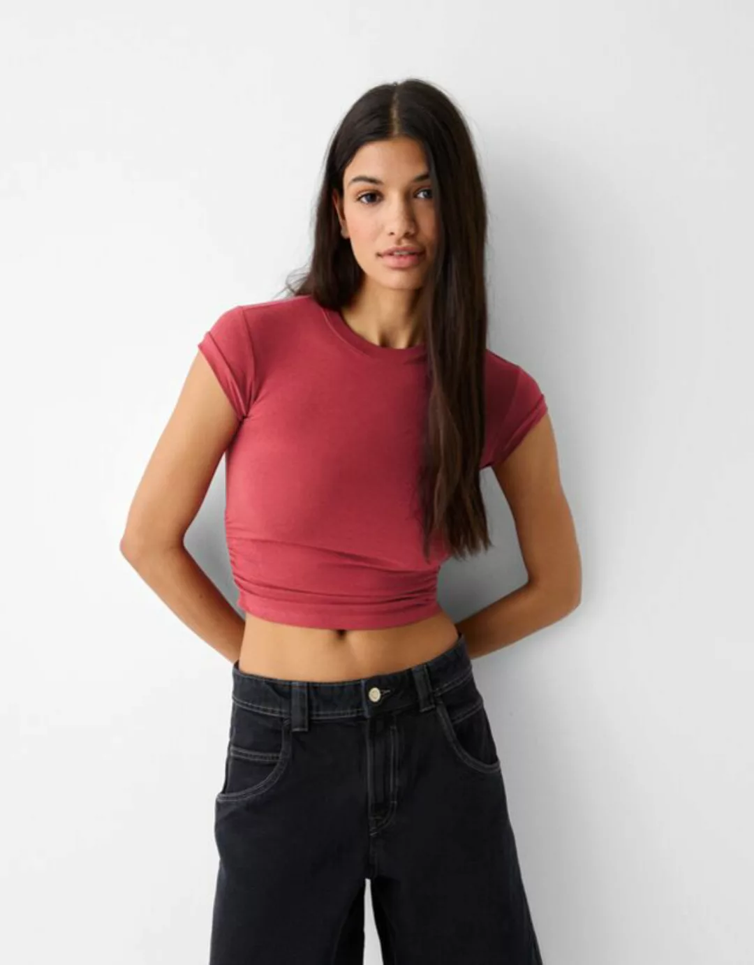 Bershka T-Shirt Damen L Fuchsia günstig online kaufen