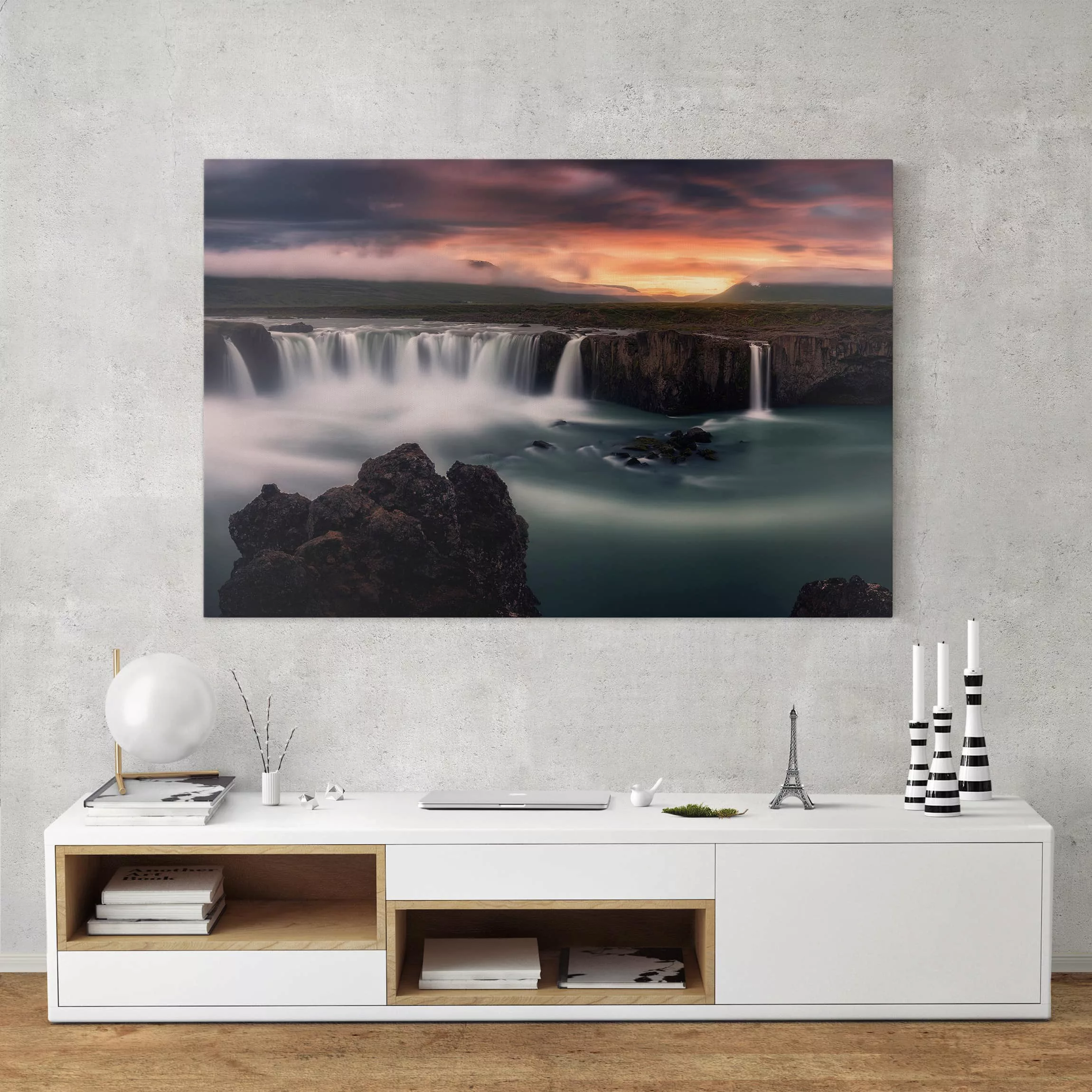 Leinwandbild Wasserfall - Querformat Goðafoss Wasserfall in Island günstig online kaufen