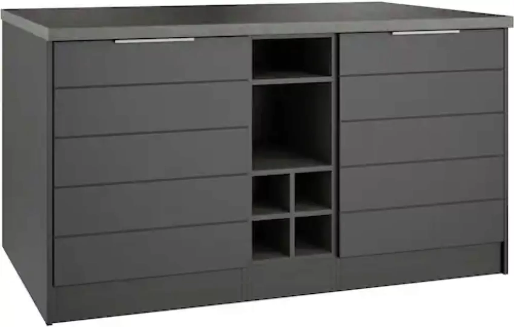 KOCHSTATION Kücheninsel "KS-Luhe, Breite 153 cm, mit Flaschenregal", MDF-Fr günstig online kaufen