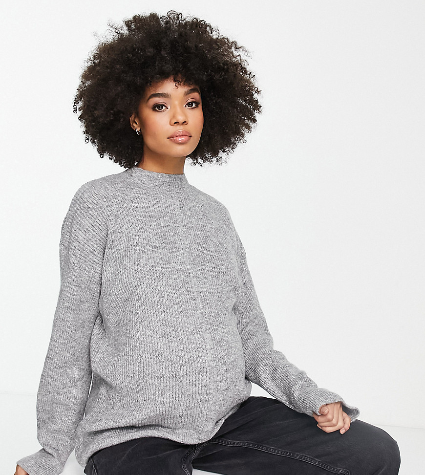 Topshop Maternity – Oversize-Pullover in Grau mit Rundhalsausschnitt günstig online kaufen