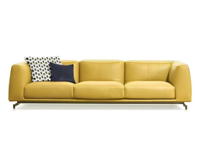 Xlmoebel Sofa Großes Design-Sofa in XXL-Größe aus gelbem Leder, 4-Sitzer-Po günstig online kaufen