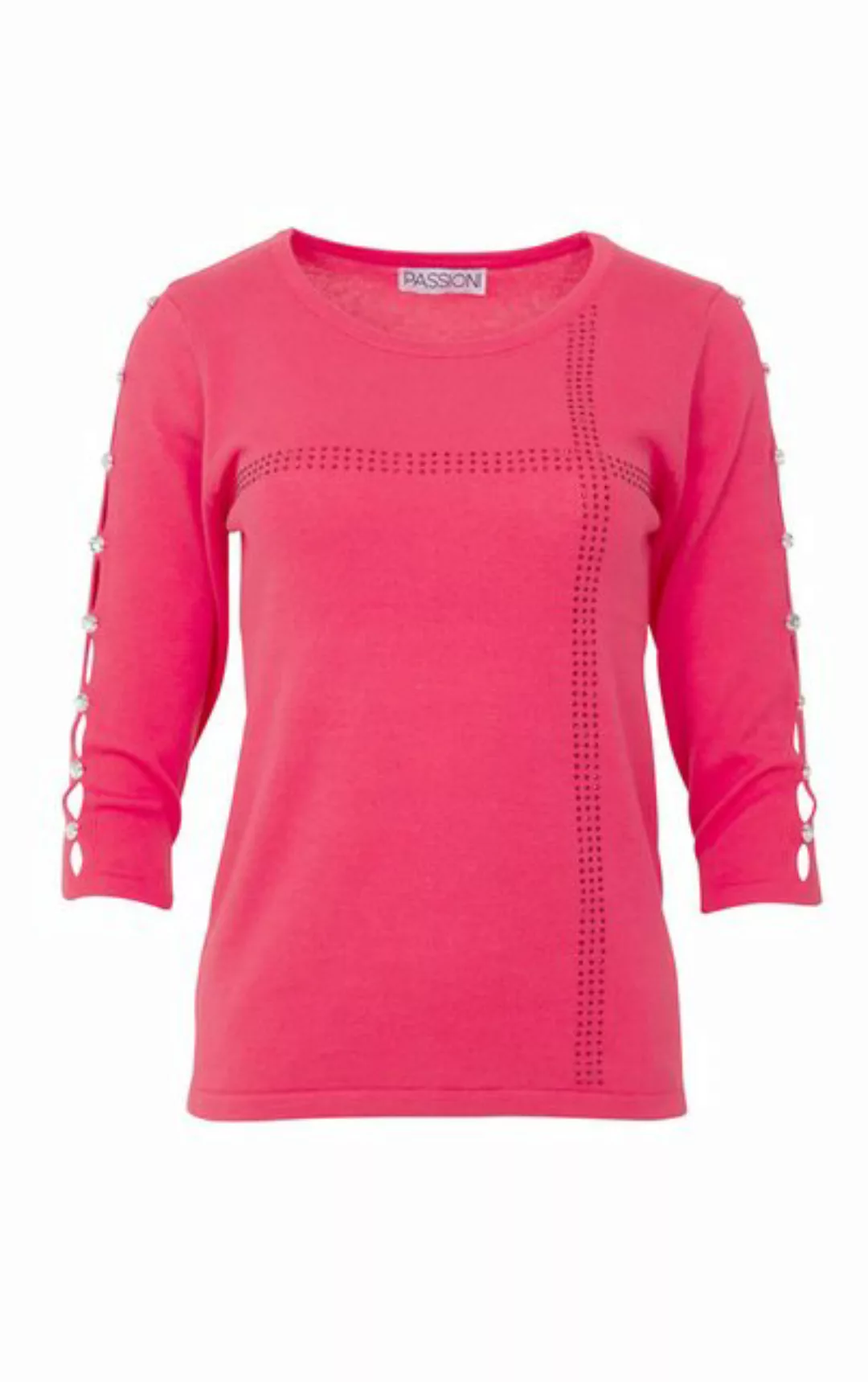 Passioni 3/4 Arm-Pullover Sommerpullover in Coral mit Glitzerstreifen, Schl günstig online kaufen