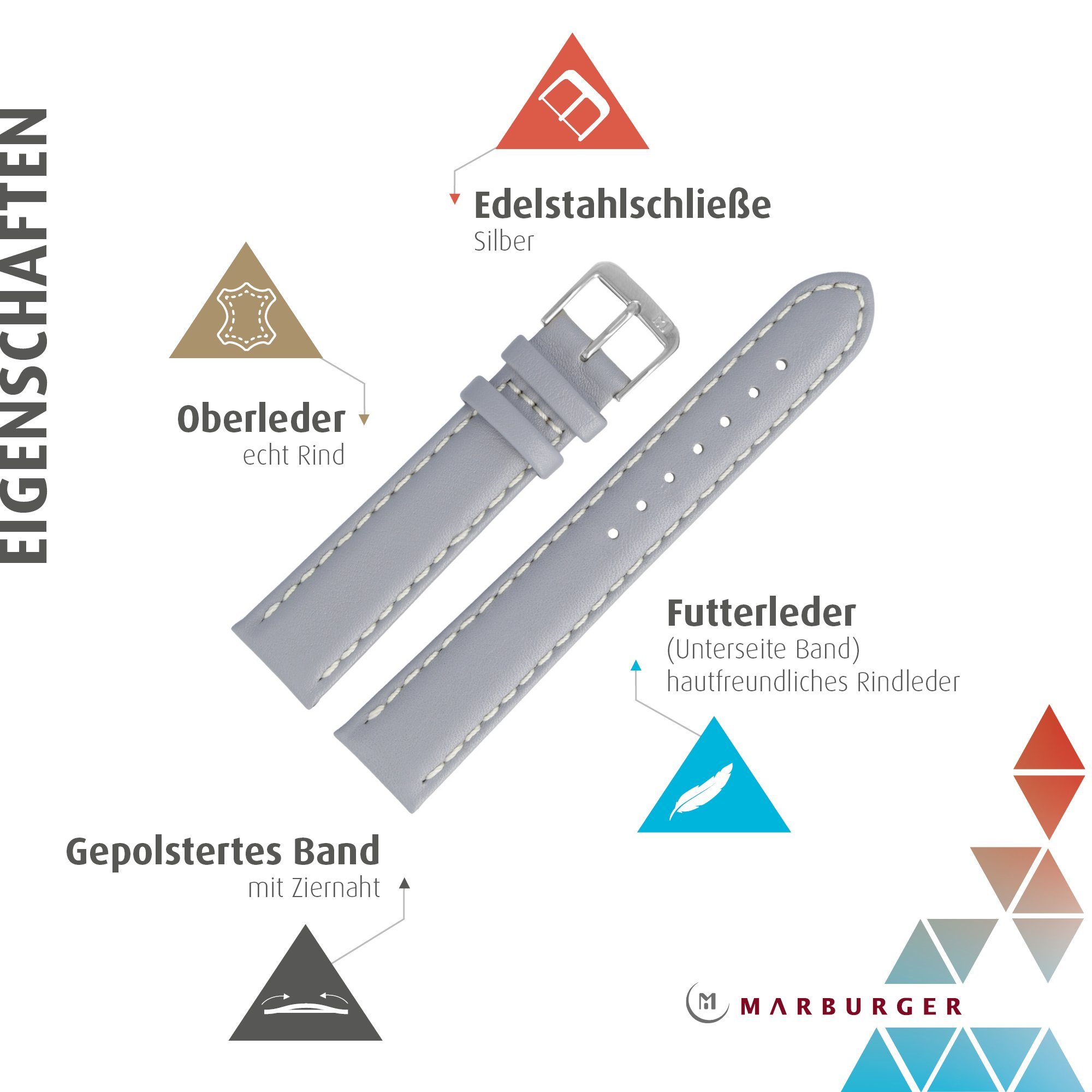 MARBURGER Uhrenarmband 20mm Leder günstig online kaufen