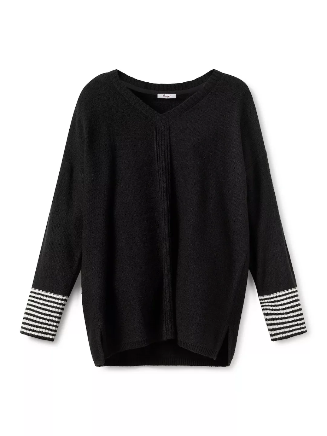 Sheego V-Ausschnitt-Pullover "Große Größen", mit geringeltem Ärmelbündchen günstig online kaufen