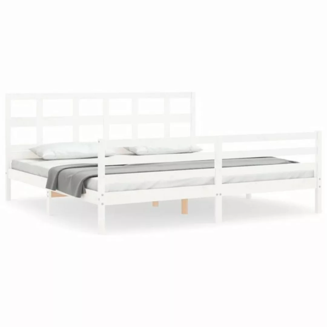 vidaXL Bett, Massivholzbett mit Kopfteil Weiß 200x200 cm günstig online kaufen