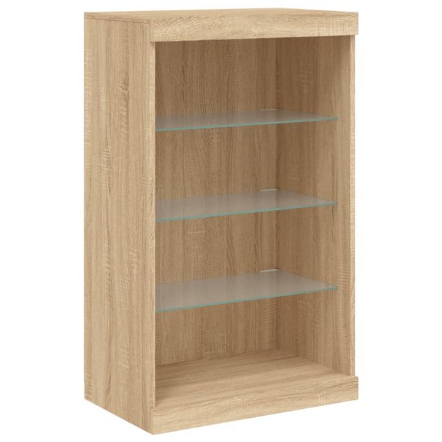 vidaXL Vitrine Sideboard mit LED-Leuchten Sonoma-Eiche 60,5x37x100 cm Glas günstig online kaufen