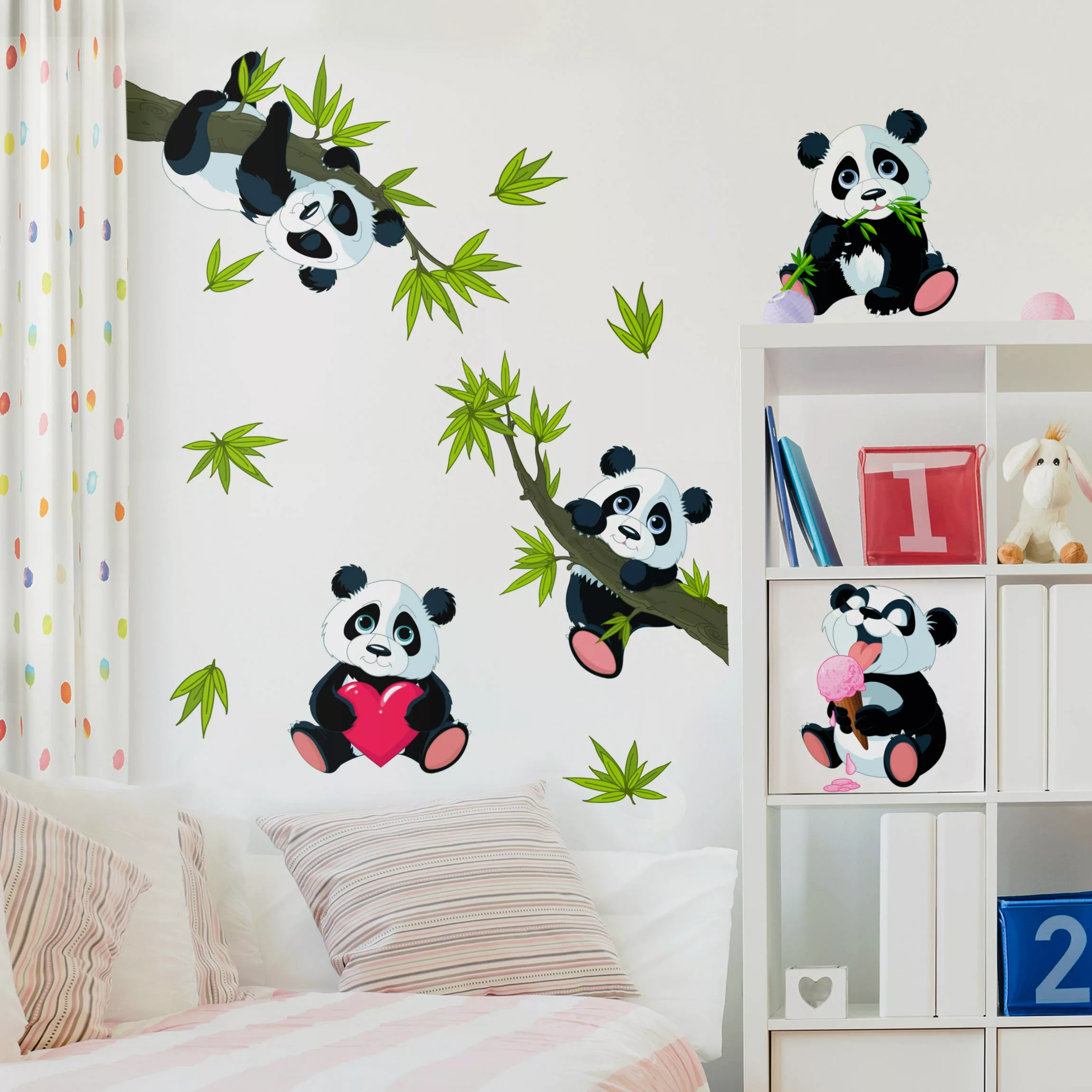 Wandtattoo 12-teilig Pandabären Set Herz günstig online kaufen