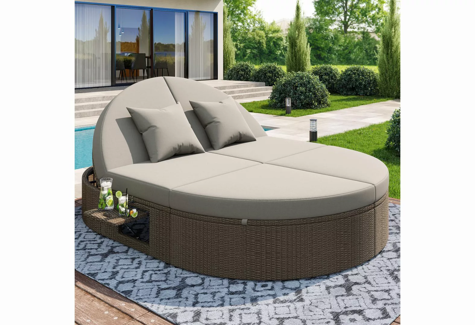 TavilaEcon Daybed mit seitlichem Regal, Individuell einstellbarer Winkel Ou günstig online kaufen