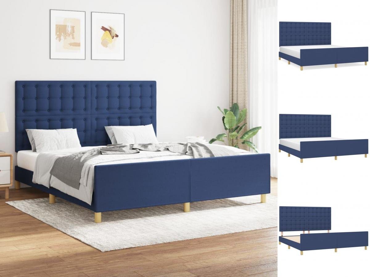 vidaXL Bettgestell Bettrahmen mit Kopfteil Blau 160x200 cm Stoff Bett Bettg günstig online kaufen