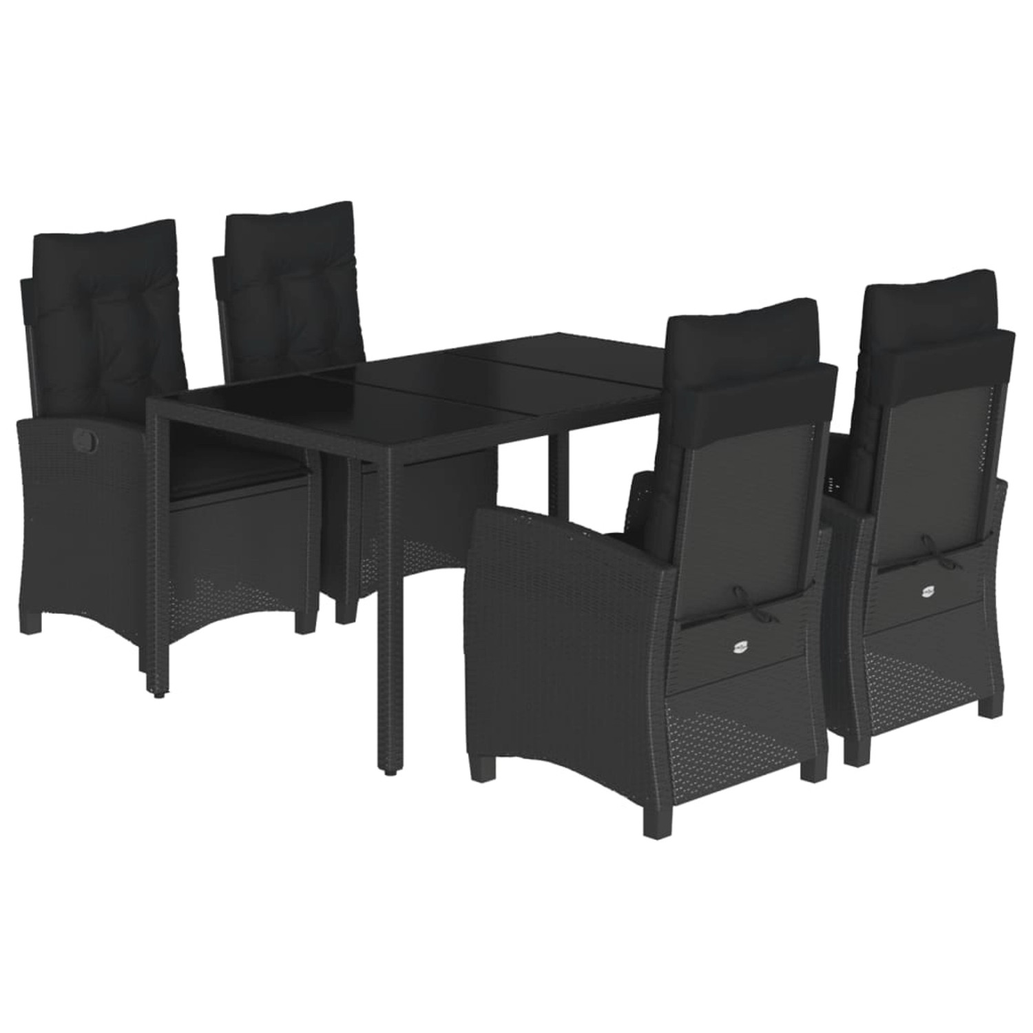 vidaXL 5-Tlg Garten-Essgruppe mit Kissen Schwarz Poly Rattan 3212638 günstig online kaufen