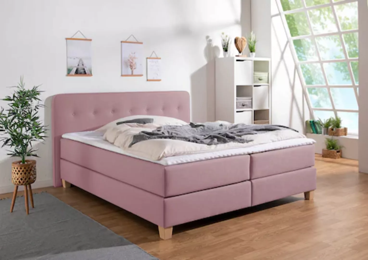 Home affaire Boxspringbett "Fargo", in Überlänge 220 cm, mit Topper, 3 Ausf günstig online kaufen