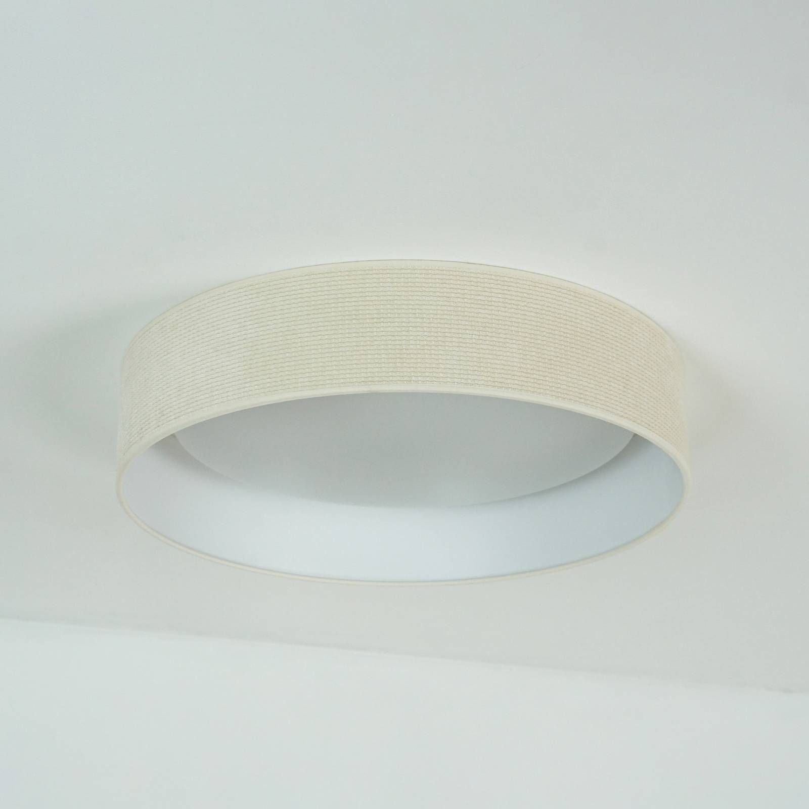 LED-Deckenleuchte Plafond, weiß, Stoff, Ø 45 cm, 3-step-dim günstig online kaufen