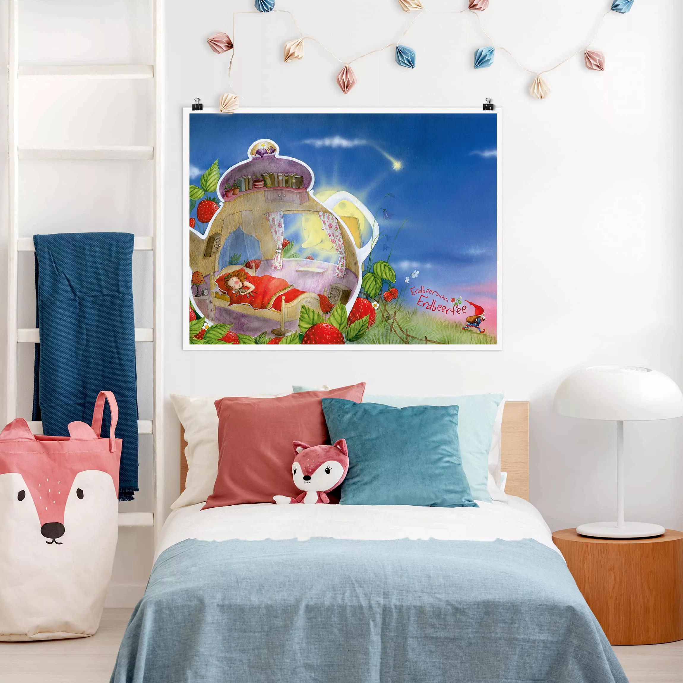Poster Kinderzimmer - Querformat Erdbeerinchen Erdbeerfee - Schlaf gut! günstig online kaufen