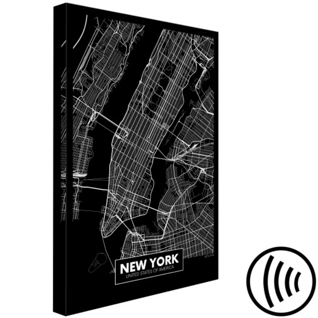 Wandbild Negative Map: New York (1 Part) Vertical XXL günstig online kaufen