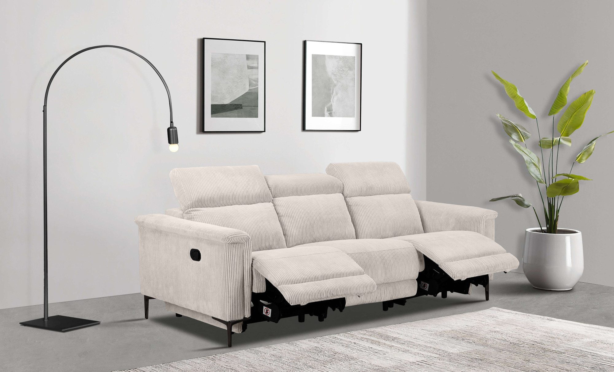 Home affaire 3-Sitzer "Lund Cord, mit manueller o. elektrischer Relaxfunkti günstig online kaufen