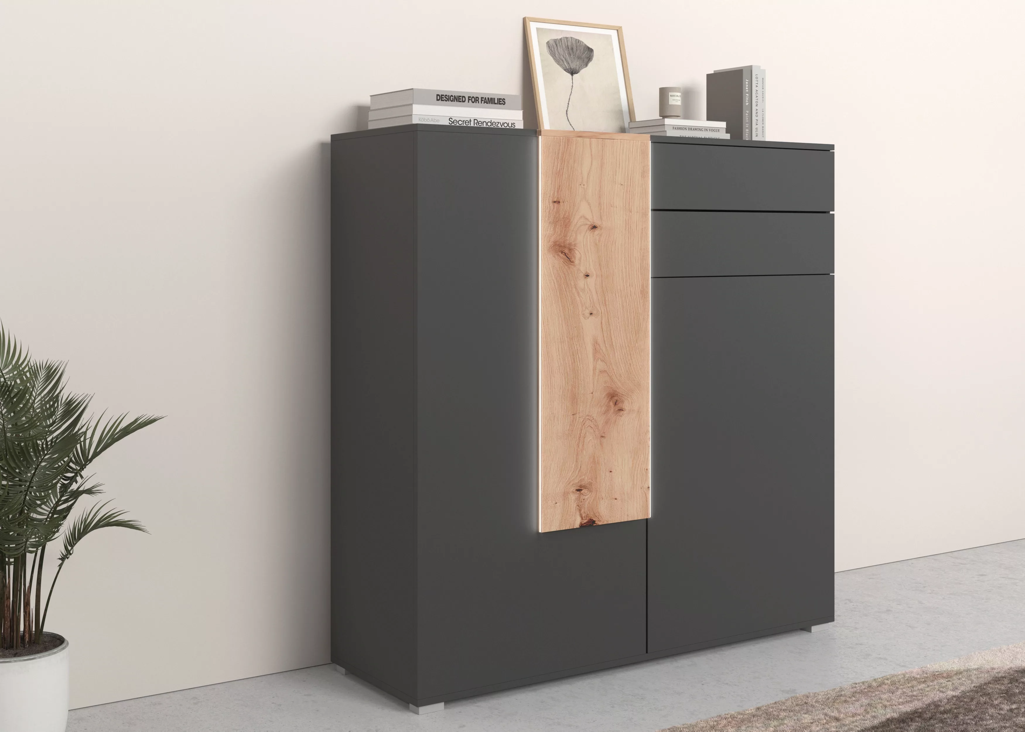 COTTA Highboard "Montana", inkl. LED-Beleuchtung, mit Push-To-Open, Breite günstig online kaufen