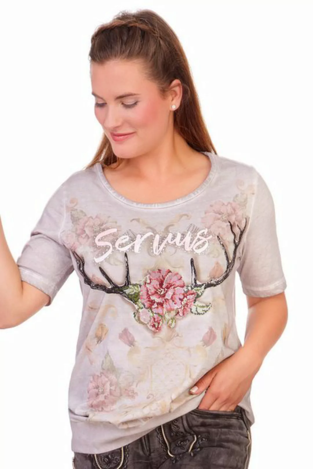 MarJo Trachtenshirt Trachtenshirt Damen - SERVACIA - ashes günstig online kaufen