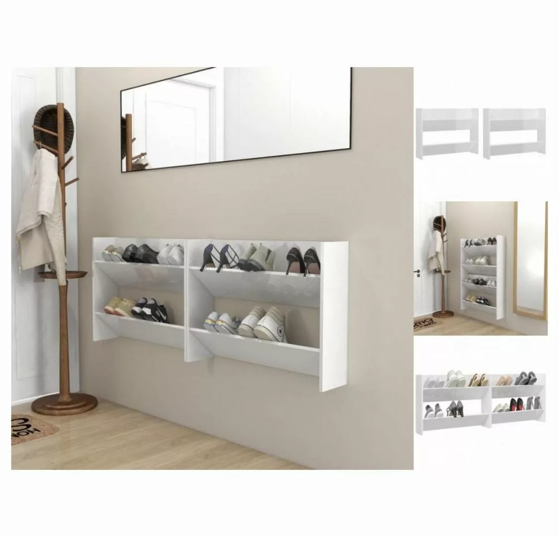 vidaXL Schuhschrank Wand-Schuhschränke 2 Stk Hochglanz-Weiß 80x18x60 cm Spa günstig online kaufen