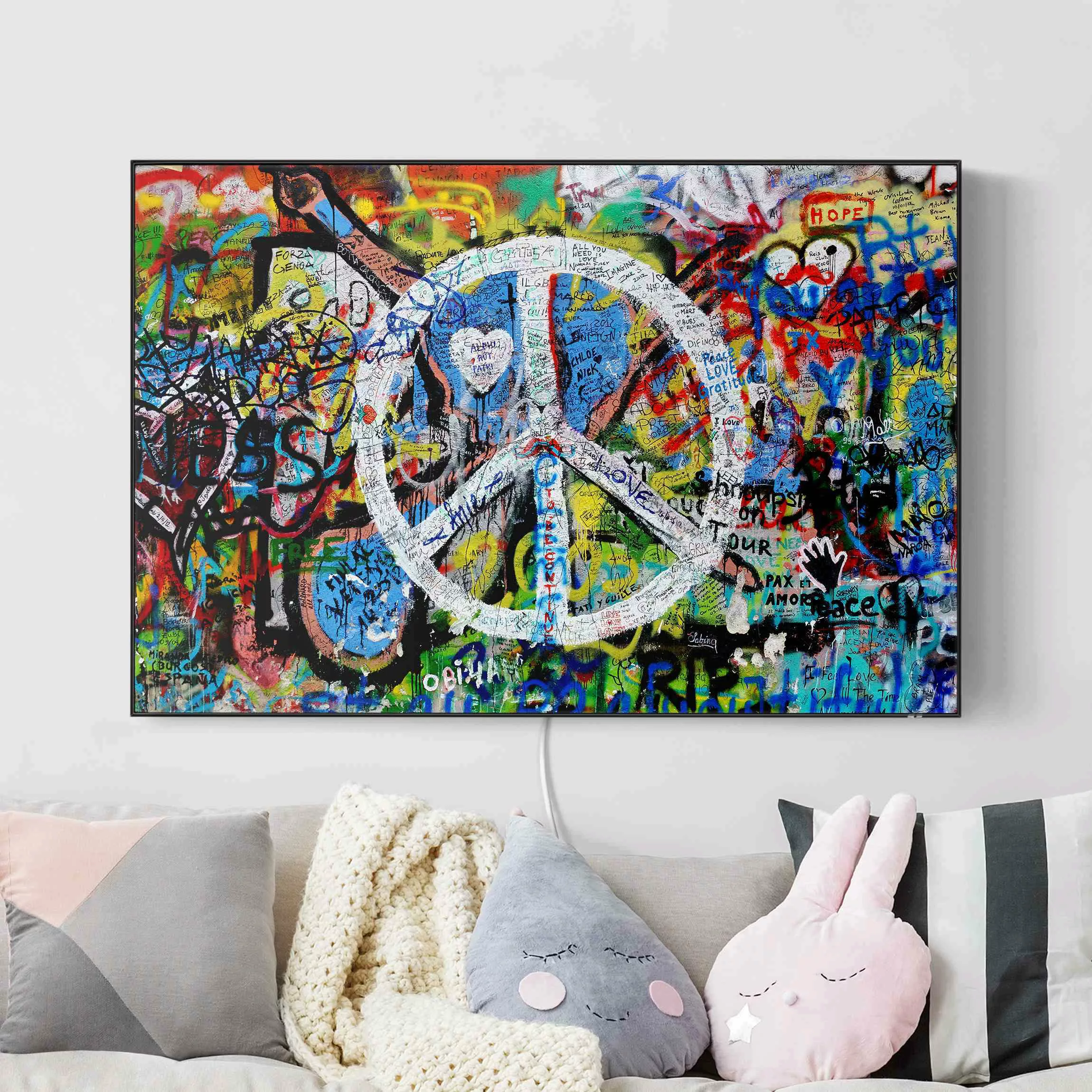 LED-Wechselbild Graffiti Wall Peace Sign günstig online kaufen