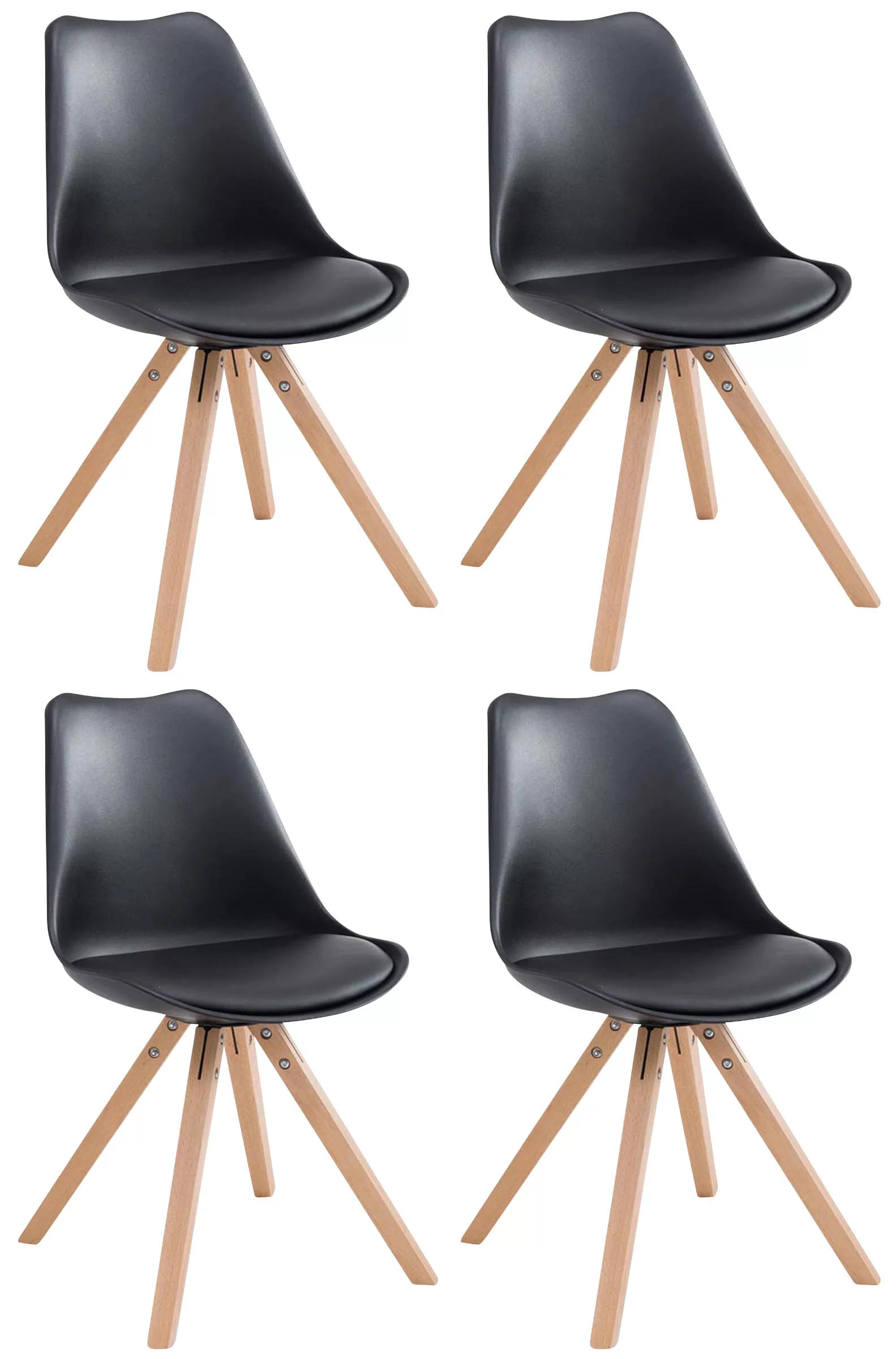 4er Set Stühle Toulouse Kunstleder Natura (eiche) Square Schwarz günstig online kaufen