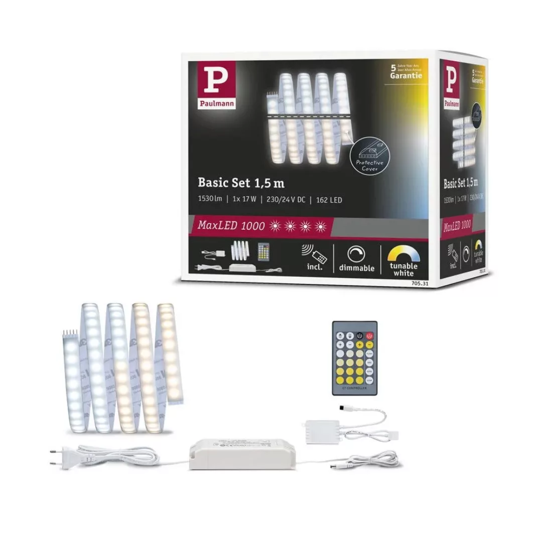 Paulmann LED-Strip Tunable MaxLED 1000 Basisset IP44 17W 1020lm 40V Weiß günstig online kaufen