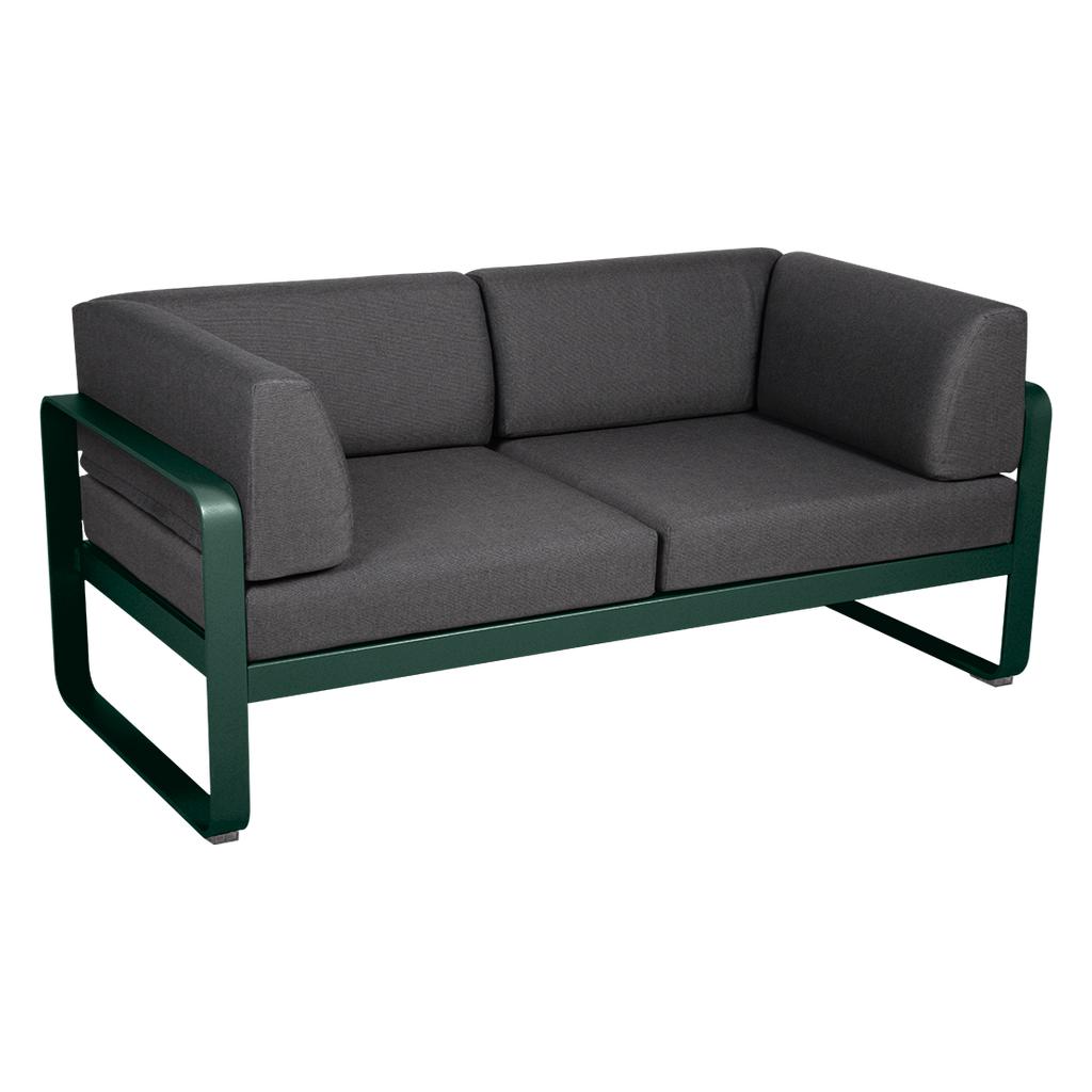 Bellevie 2-Sitzer Club Sofa 02 Zederngrün A3 Graphitgrau günstig online kaufen