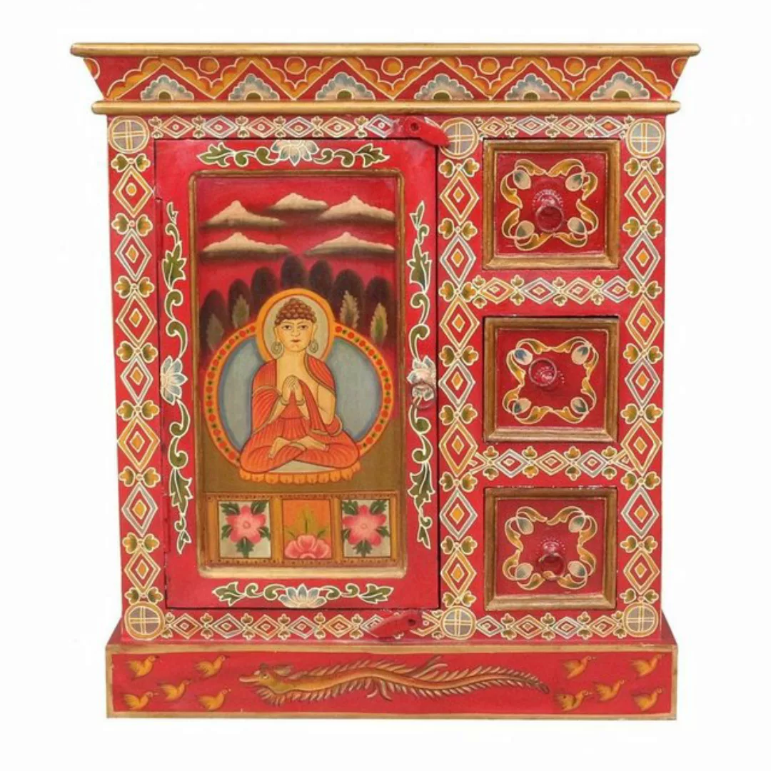 Oriental Galerie Mehrzweckschrank Tibet Wandschrank Norbu Rot 76 cm günstig online kaufen
