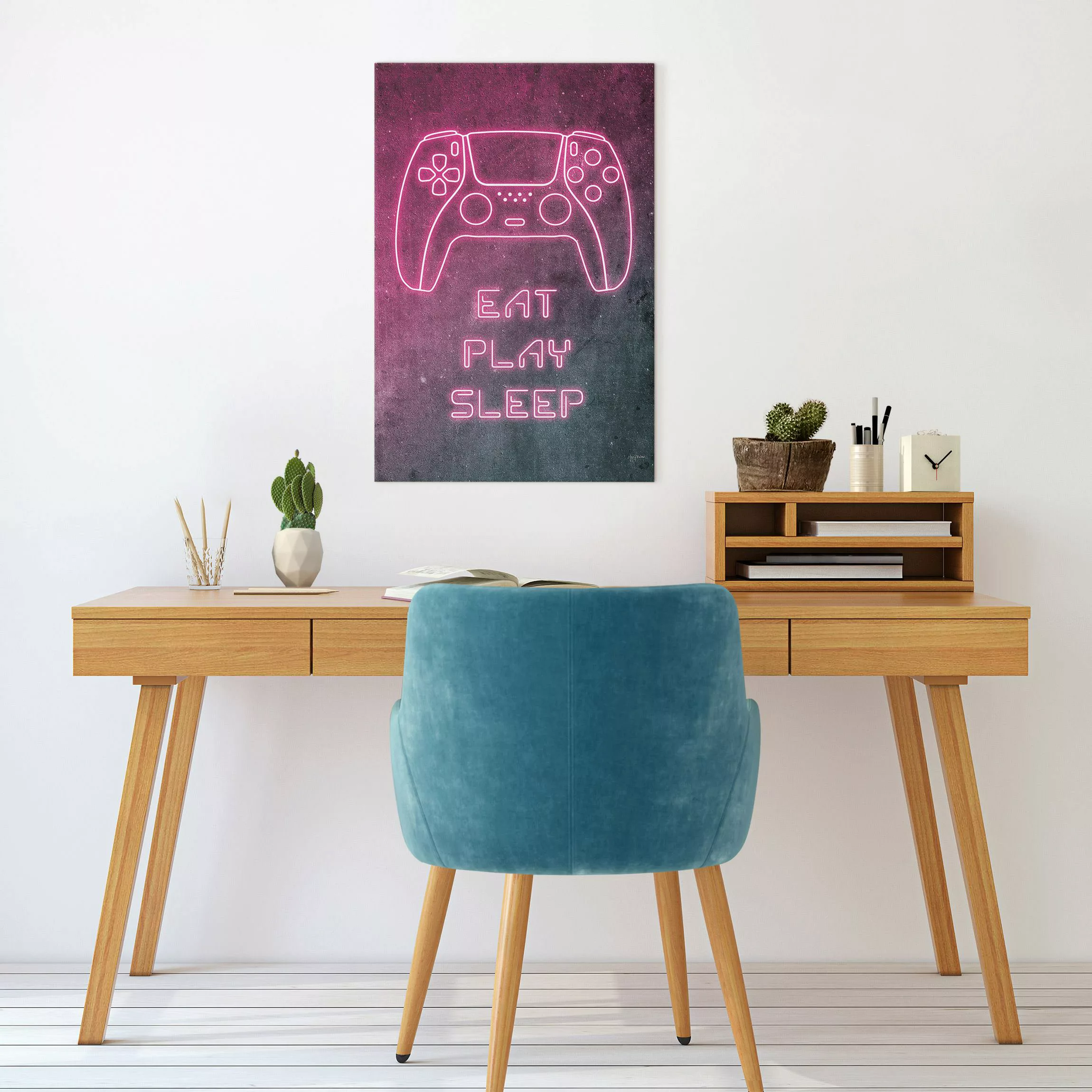 Leinwandbild Neon Kontroller mit Spruch günstig online kaufen