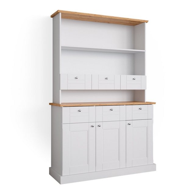 Vicco Hochschrank Bergamo, Weiß/Eiche, 120 cm günstig online kaufen