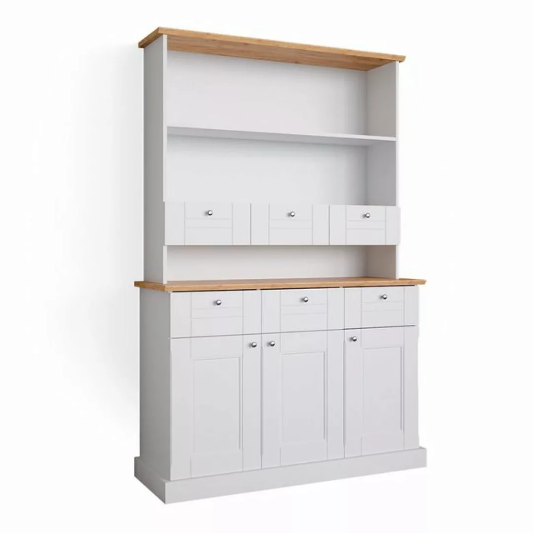 Vicco Hochschrank Bergamo, Weiß/Eiche, 120 cm günstig online kaufen