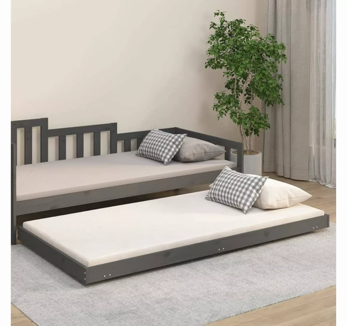 furnicato Bett Massivholzbett Grau 80x200 cm Kiefer günstig online kaufen