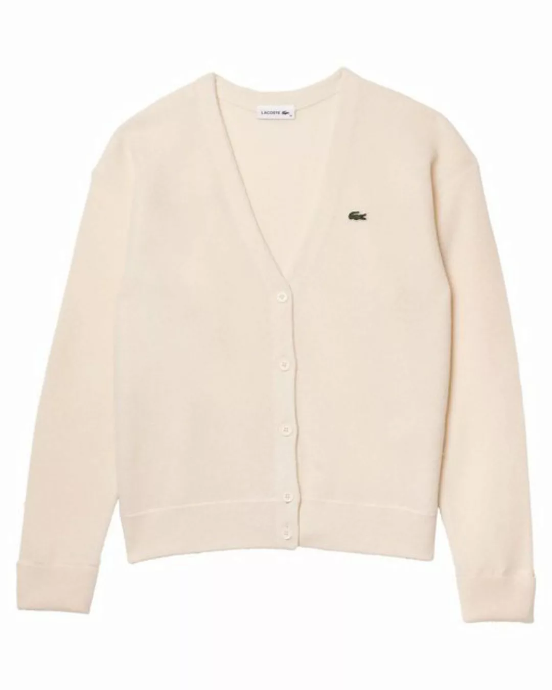 Lacoste Cardigan Damen Strickjacke aus Wolle Relaxed Fit (1-tlg) günstig online kaufen