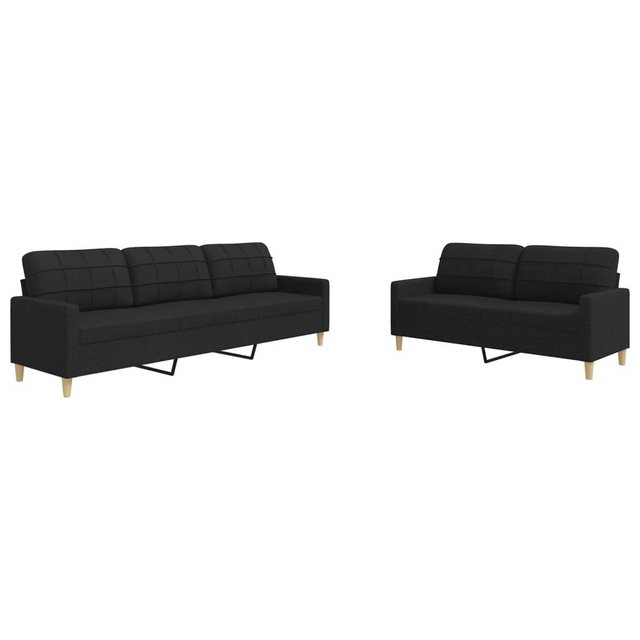 vidaXL Sofa 2-tlg. Sofagarnitur Schwarz Stoff günstig online kaufen