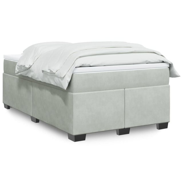 vidaXL Boxspringbett, Boxspringbett mit Matratze Hellgrau 120x200 cm Samt günstig online kaufen