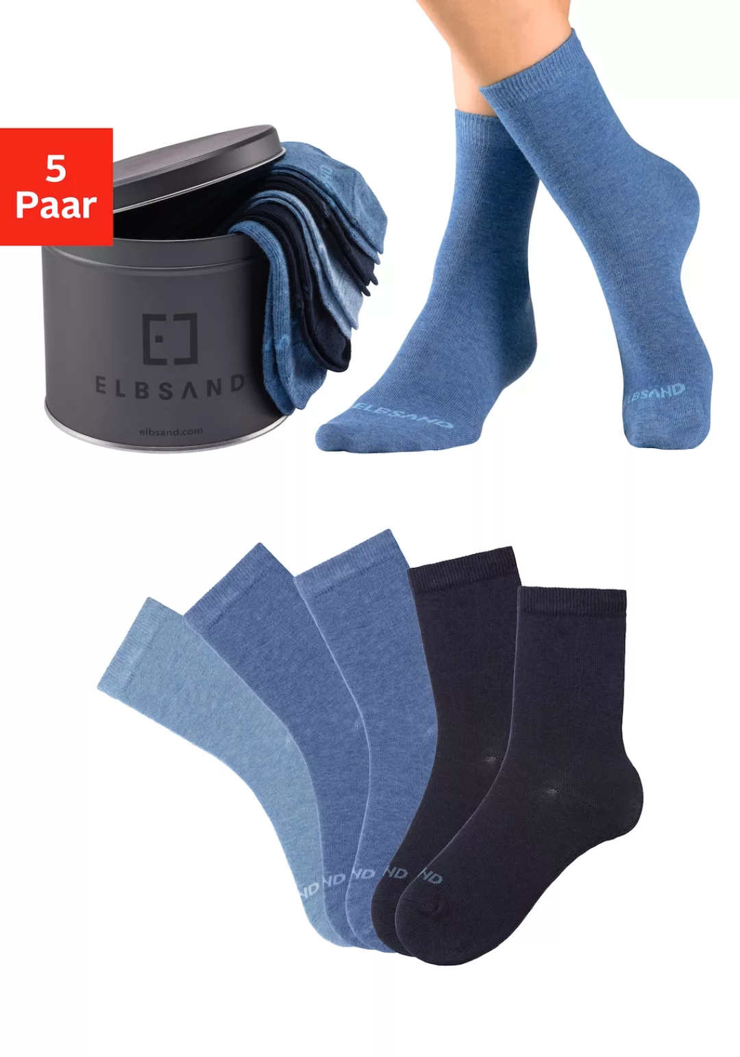 Elbsand Socken, (Dose, 5 Paar), verpackt in praktischer Metalldose günstig online kaufen